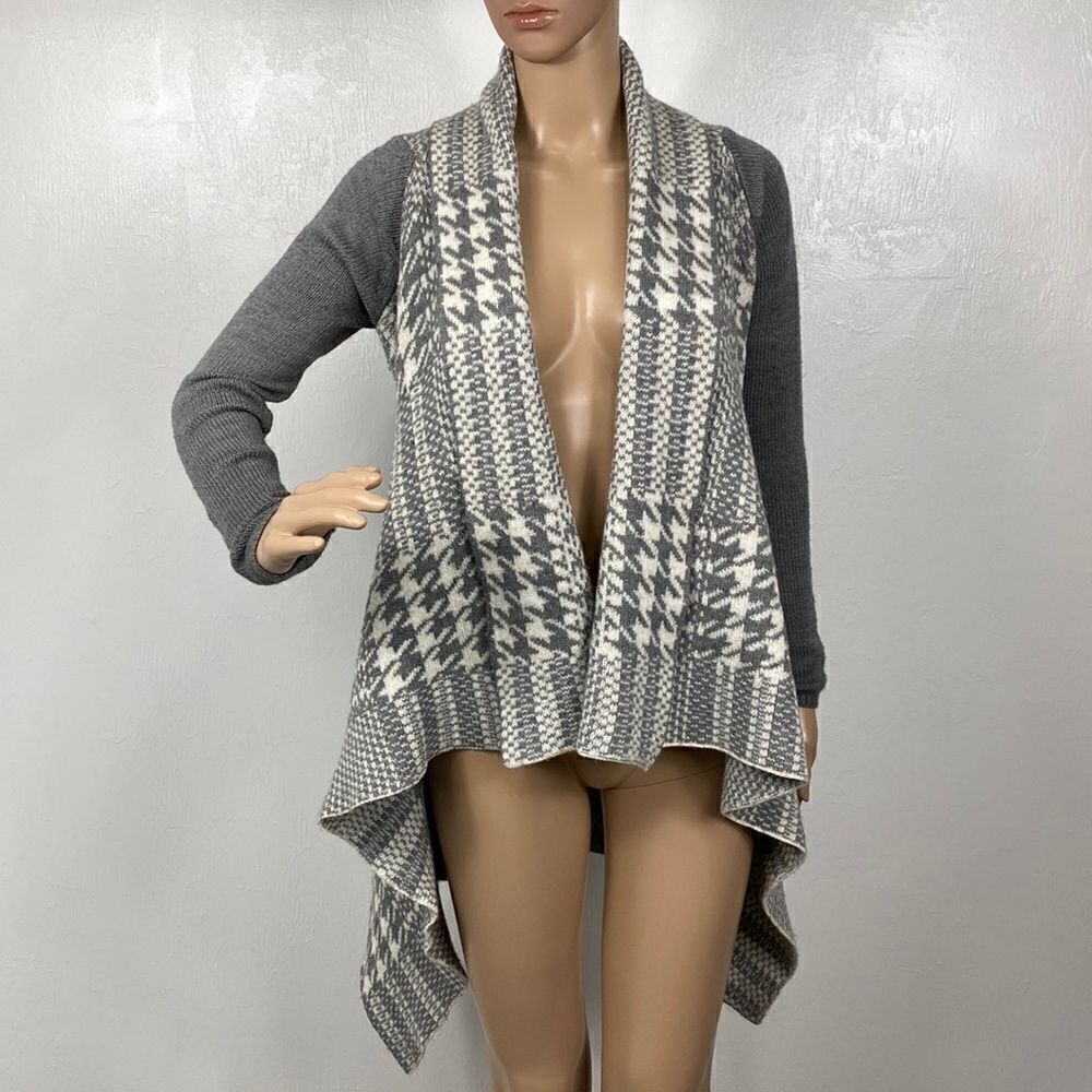 Witchery Wool Blend Houndstooth Open Front Cardigan Sweater Size S/M